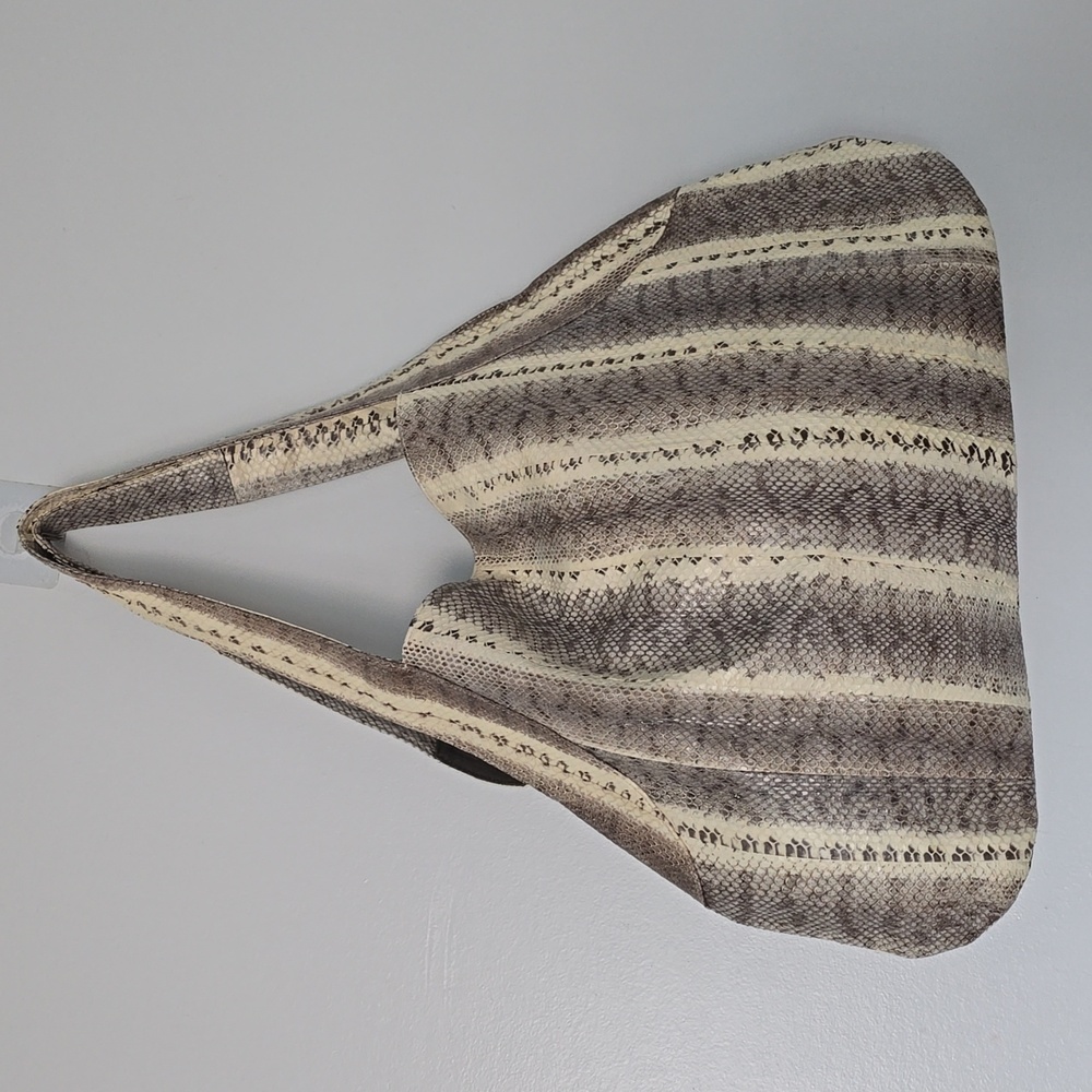 Beirn - Cream & Beige Snakeskin Snap Tote Bag